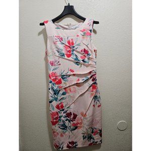 Calvin Klein Pink Floral Ruched Sheath Dress